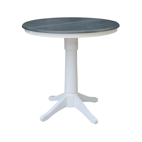 International Concepts Round 36 in Rd Top Ped Table, 12 in Leaf, Counter Ht, White/Heather Gray, 36 W, 48 L, 36.1 in H, Wood K05-36RXT-27B-6B - main